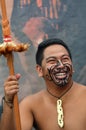 Maori man in traditional greeting