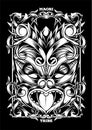 Maori Mask Tribal Tattoo Illustration