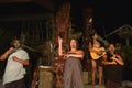 Maori people sing and dance