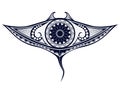 Maori style tattoo pattern in shape of manta ray. Fit for shoulders and upper back.