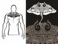 Decorative Maori styled tattoo pattern in shape of manta ray. Abstract vector llustration.