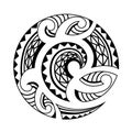 Maori tattoo style swirl round circle ornament. Fish hook. Royalty Free Stock Photo