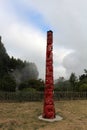 Maori totem pole at Wairakei Thermal Terraces, New Zealand