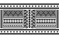 Tribal ethnic Polynesian geometric seamless vector long horizontal pattern, Hawaiian black and white design inspired by Maori tatt