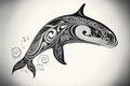 Maori tribal whale sketch Polynesian tattoo pattern illustration generative ai