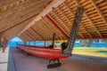 Maori war canoe at Waitangi treaty grounds in New Zealand Royalty Free Stock Photo