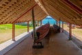 Maori war canoe at Waitangi treaty grounds in New Zealand