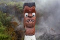 Maori Wood Carving sculpture with Tongue Out