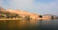 Maota Lake and Amer Palace (or Amer Fort). Jaipur. Rajasthan. India Royalty Free Stock Photo