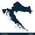 Croatia - Europe Countries Map Vector Icon Template Illustration Design