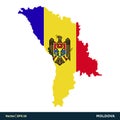 Moldova - Europe Countries Map and Flag Vector Icon Template Illustration Design. Vector EPS 10.