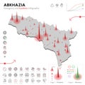 Map of Abkhazia Epidemic and Quarantine Emergency Infographic Template. Editable Line icons for Pandemic Statistics