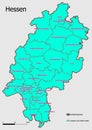 Map Administrative Structure State of Hesse Germany