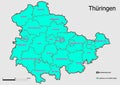 Map Administrative Structure State of Thuringia Germany