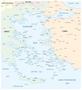 Map of the Aegean, part of the Mediterranean between Greece and Turkey Royalty Free Stock Photo