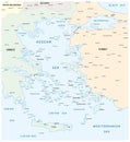 Map of the Aegean, part of the Mediterranean between Greece and Turkey