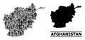 Vector Population Collage Map of Afghanistan and Solid Map