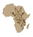 Map of Africa with drawn giraffe