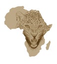 Map of Africa with drawn leopard