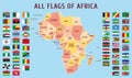 Map of Africa with flags Royalty Free Stock Photo