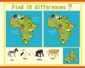 Finding the differences on the map of Africa