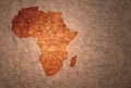 Map of africa on a old vintage crack paper background Royalty Free Stock Photo