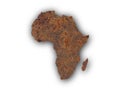 Map of Africa on rusty metal