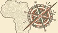 Map of Africa with Stylized Compass Rose, Travel & Exploration, vector design Generative AI Royalty Free Stock Photo