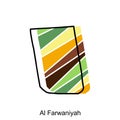 Map Al Farwaniyah Design Template, Vector map of Kuwait Country with named governance and travel icons