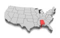 Map of Alabama state, USA