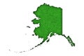 Map of Alaska on green felt Royalty Free Stock Photo