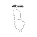 Map of Albania with the location of the capital of Tirana sign - thin lines eps ten