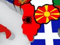 Map of Albania and Macedonia.