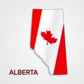 Map of Alberta combined with Canada flag - Vector Royalty Free Stock Photo