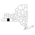 Map of allegany County in New York state on white background. single County map highlighted by black colour on New york map