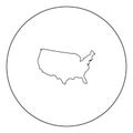 Map of America icon black color in circle