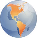 Map of the Americas on globe Royalty Free Stock Photo