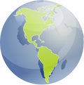 Map of the Americas on globe illustration Royalty Free Stock Photo