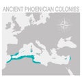 map of the Ancient Phoenician colonies Royalty Free Stock Photo