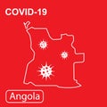 Map of Angola labeled COVID-19. Vector illustration of a virus, coronavirus, epidemiology. Royalty Free Stock Photo