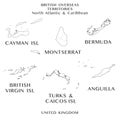 Map of Anguilla, Bermuda, Montserrat, the Turks and Caicos Islands, the Cayman Islands and the British Virgin Islands