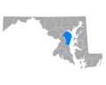 Map of Anne Arundel in Maryland