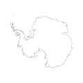 Map of Antarctica. Black outline. High detailed vector illustration isolated on white background
