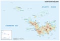 Map of the Antilles island in the French overseas territories of Saint-Barthelemy Royalty Free Stock Photo