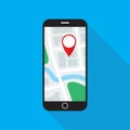 Map Application on Smartphone Monitor Flat Design Icon Royalty Free Stock Photo