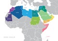 Map of Arab League. League of Arab States map.