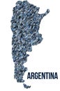 The map of the Argentina made of pictograms of people or stickman figures. The concept of population, sociocultural