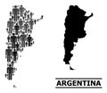 Vector Population Collage Map of Argentina and Solid Map