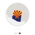 Map of Arizona State and flag in a circle Royalty Free Stock Photo