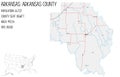 Map of Arkansas County in Arkansas, USA.